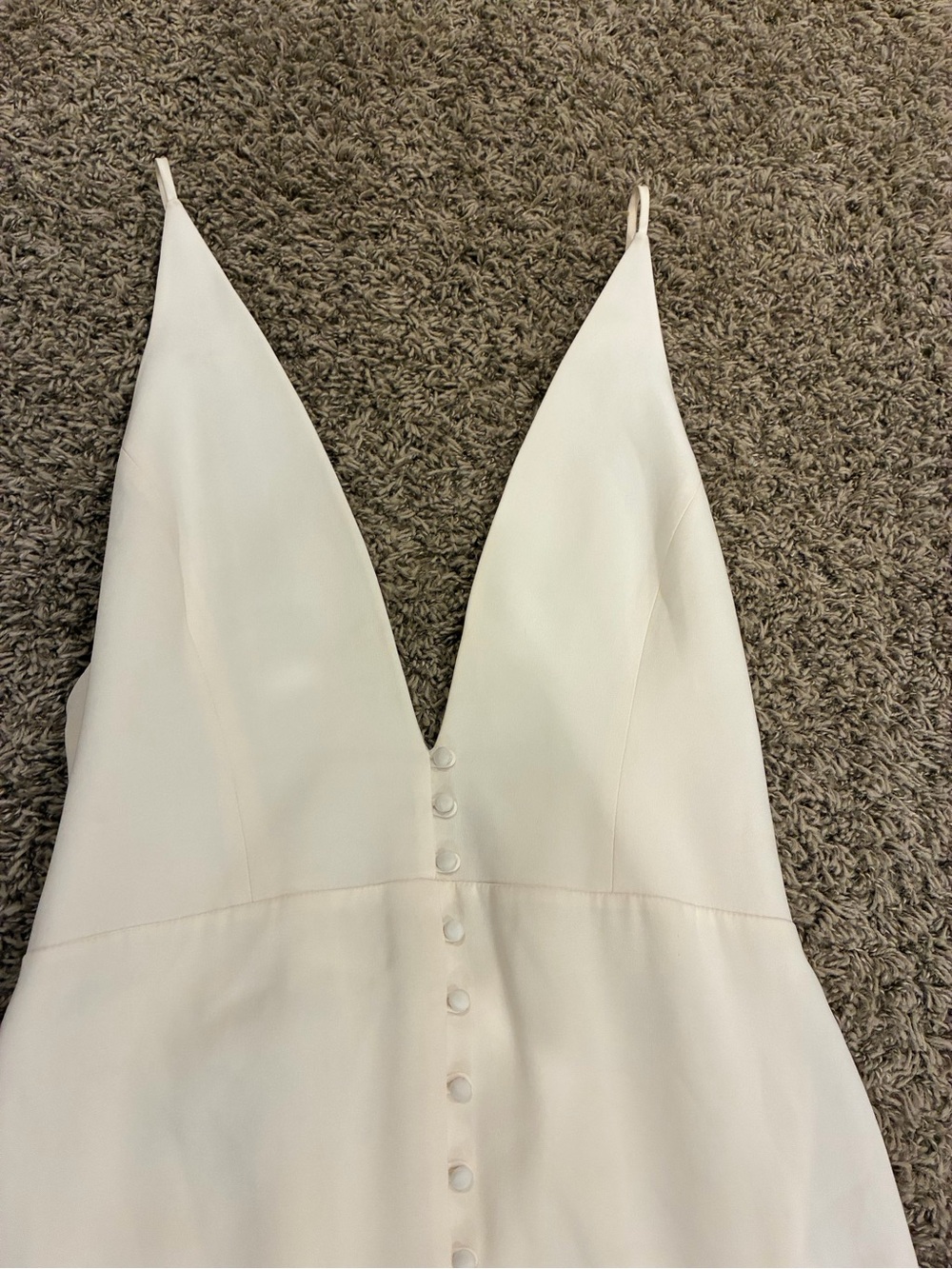 Alexandra Grecco Ivory V-Neck Bridal Gown Button Front 20's inspired Silhouette - Picture 3 of 15